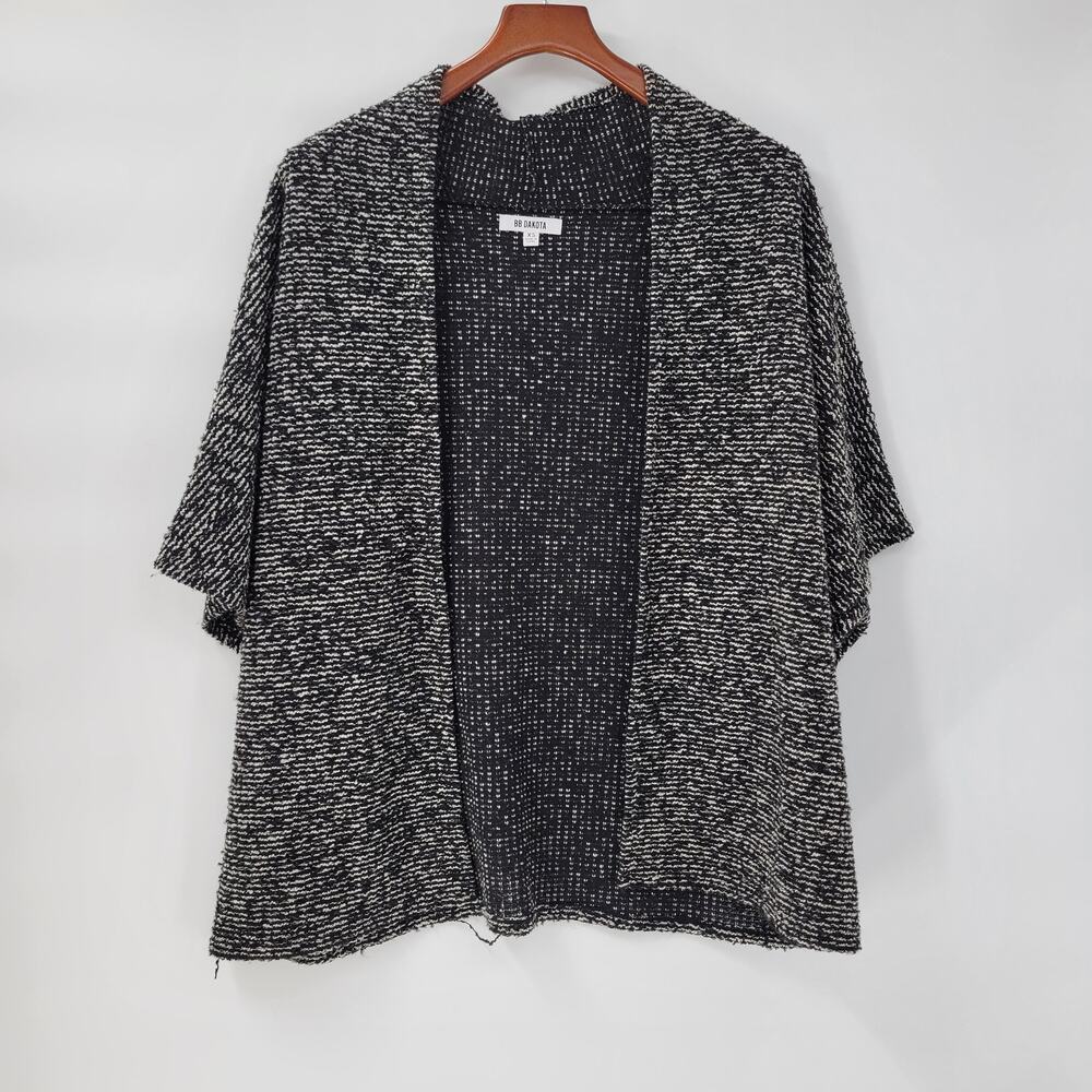 BB Dakota Womens Knit Cardigan Black XS Open Front Design Relaxed Fit 3/4 Sleeve